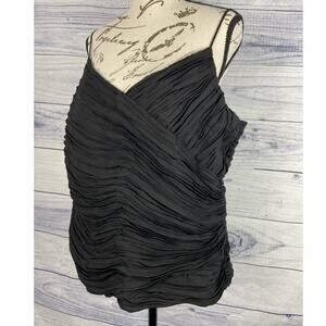 Olsen Europe Strap Evening Top Women 14 Tafetta Crinkle Side Zip Lined Black